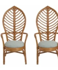 Leaf-Back Rattan Chair Set (2 pcs)