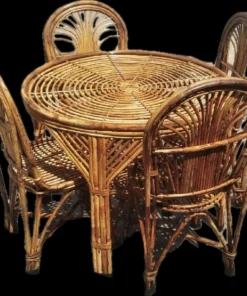 Round Rattan Dining Set (4 Chairs)