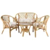 4-Seater Round Cane Dining Set