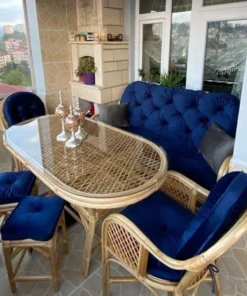 Combo Cane Dining Set with Sofa Bench