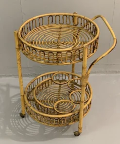 Two-Tier Vintage Rattan Trolley