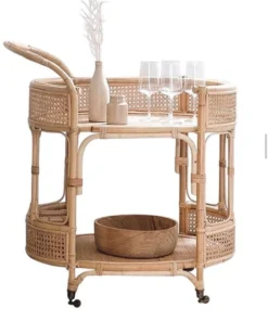 Oval Cane Bar Trolley