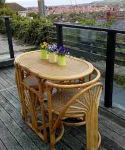 Space-Saving Rattan Bistro Set (3 pcs)