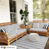 Striped Cushion Rattan Sofa Set