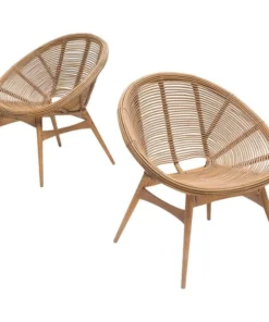 Modern Rattan Accent Chairs (Set of 2)