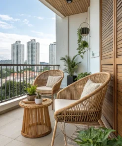 Balcony Rattan Chair Set (2 Chairs + Table)