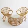 Round Rattan Chair Set with Bubble Table
