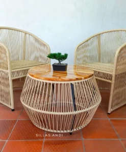 Minimal Rope-Style Rattan Chair Set
