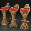 High Rattan Bar Stools (Set of 3)