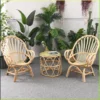 Leaf-Back Rattan Chair Set (2 Chairs + Table)