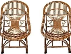 Tall Fan-Back Rattan Chairs (2 pcs)