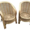 Wide Barrel Cane Chairs (Pair)