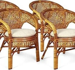 Rattan Barrel Chair Set (4 pcs)