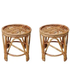 Round Rattan Stool (Set of 2)