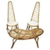 Rattan Accent Chair Set With Curved Backrest