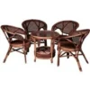 Dark Rattan Coffee Table Set (4 Chairs + Table)