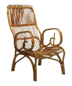 Designer Loop-Arm Rattan Chair