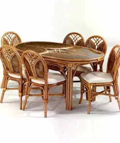Rattan 6-Seater Dining Table Set