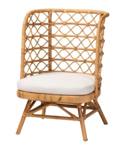 Rattan Lattice High-Back Chair