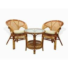 Cane Bistro Set With Glass-Top Table