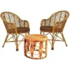 Traditional Rattan Chair Set With Low Table