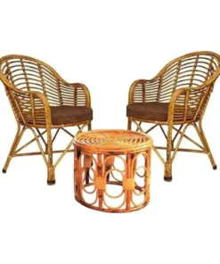 Traditional Rattan Chair Set With Low Table