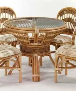 5-Seater Round Dining Set (Glass Top)