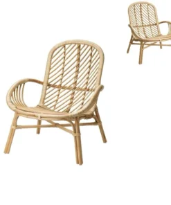 Diagonal-Weave Rattan Easy Chair