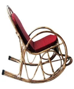 Rattan Rocking Chair (Red Cushion)