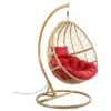 Rattan Hanging Egg Swing (Red Cushion)