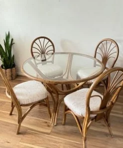 Natural Rattan Round Dining Set