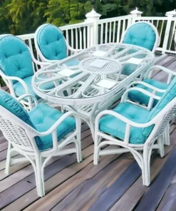 Hex-Weave Rattan Table & Chair Set