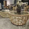 Round Rattan Glass Coffee Table