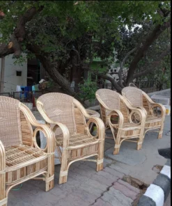 Curved Arm Rattan Armchair