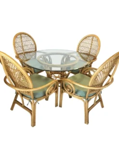 Curved Rattan Dining Chair Set