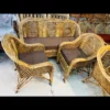 Rattan Sofa Set With Brown Cushions