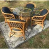 Round Glass Rattan Dining Set